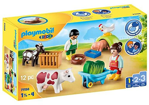 PLAYMOBIL 1.2.3 71158 Spielspaß auf dem Bauernhof, Lernspielzeug & Motorikspielzeug für Kleinkinder, Erstes Spielzeug für Kinder ab 1,5 bis 4 Jahre
