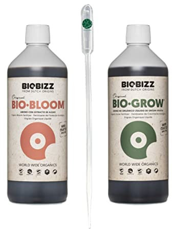 BioBizz Bio Grow + Bio Bloom 2x250 ml Set Blüte NPK Wachstum Dünger + Pipette