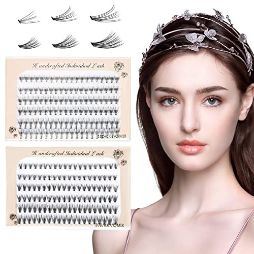 Faux Cils Individuel 8 10 12 mm Mix Cluster Faux-cils Naturel pour le Maquillage des Yeux 0.07 mm C Curl 10D+20D Pas de Colle