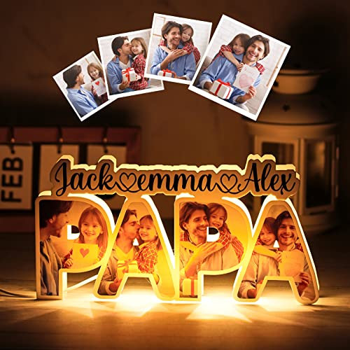 Soview Personalisierte Nachtlampe für Papa- Nachtlicht mit Foto & Namen- Vatertagsgeschenk Lampe- Fotogeschenke für Papa Ehemann Opa