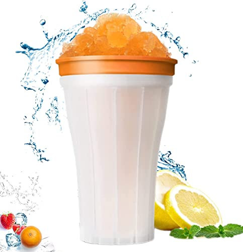 Magic Slushy Maker Squeeze Cup,Magic Quick Frozen Smoothies Cup Cooling Cup Freeze Portable Squeeze Cup,Kühlbecher Hausgemachter Milchshake Eismaschine Für Familien, Geburtstagsfeiern (Orange)