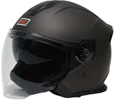ORIGINE Casco Jet Moto 3/4 Aperto con Doppia Visiera Adatto per Scooter Omologato ECE (SOLID TITANIUM,XL)