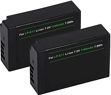 2er-Set Akku für die Canon EOS R10 77D 200D 250D 750D 760D 800D | kompatibel mit Canon LP-E17 (1100mAh) | WICHTIG! Nicht für Canon Original-Ladegeräte geeignet