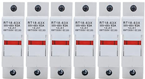 Sicherungshalter Hutschiene 63A AC 500-690V RT18-32X 1P/2P/3P Modular Sicherung Halter mit Kontrollleuchte für RO16 14x51mm PV Sicherung(1P)