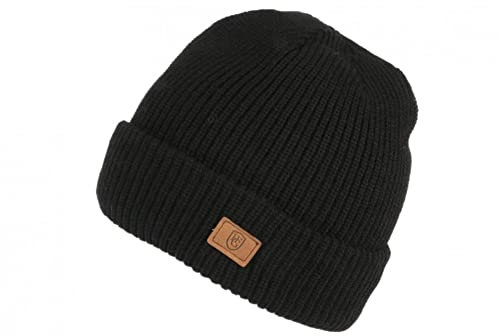 Nyls Création Schwarze Mütze für Damen und Herren aus dunkler Wolle mit Haston-Fleece – Größe: Einheitsgröße – Farbe: Schwarz – Unisex, Noir, Einheitsgröße