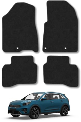 Kia Niro (2017-2022) [Hybrid] Carpet Car Mats | Grey Edge Trim Tailored Fit Floor Mats Full Coverage Protection Accessories Easy Clean Anti Slip Made in the UK
