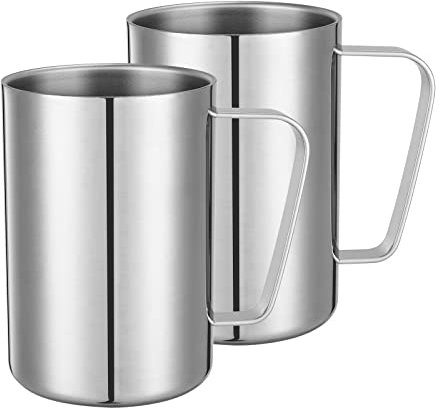 luvtree 2-Pack 500ml Stainless Steel Double Wall Insulated Mug with Handle Suitable for Hot and Cold Beverages Such as Milk/Coffee/Juice/Tea,Dishwasher Safe