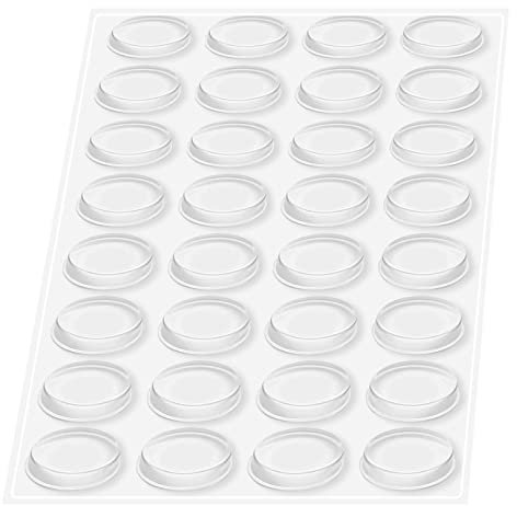 32pcs Clear Rubber Feet, Bumper Pads - Self-Adhesive Door Stops for Wall, Fridge, Cabinets (Cylindrical, 11 * 3mm)