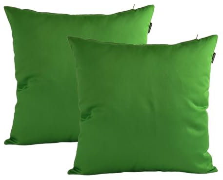 Pack 2 fundas de cojín 45x45 cm Verde Manzana – Tejido resistente y duradero, cremallera oculta, acabado artesanal hecho en España. Ideal para decoración de casa, sofá, cama. (2LC Verde Manzana 45x45)