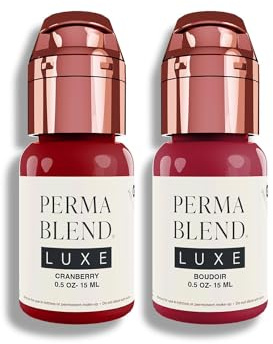 Perma Blend Luxe Berry Lip Pigment Ink Set, Professional Lip Tattoo Microblading Supplies, Cranberry and Boudoir, Pack of 2, 1/2 oz (15 ml)