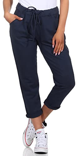 Damen Jogginhose im Boyfriend-Style Sweatpants für Freizeit Sport Fitness Yoga Training 3569 (as3, Numeric, Numeric_34, Numeric_40, Regular, Long, Dunkelblau)