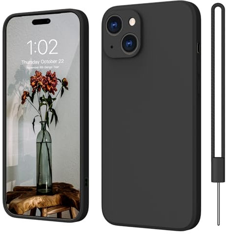 iPhone 15 Hülle Silikon Case, ElestBela Hanyhülle iPhone 15 Ultra Dünn Slim mit Microfiber, Kratzfeste Rundumschutz Case Schutzhülle Hülle für iPhone 15 6.1'' Matt Schwarz