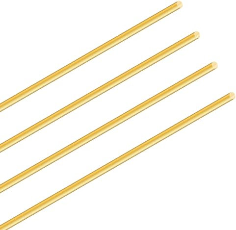 LAVMHAB Round Brass Rod 3mm x 300mm, Solid Round Brass Shaft Rods Brass Bars for DIY Craft (4pcs)