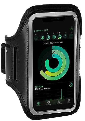 ONEFLOW Workout Case für iPhone 15 Plus Sportarmband zum Joggen mit Touch Fenster, Handy Armband für Sport und Outdoor, Handyhalterung für den Arm, Lauftasche Jogging, Schwarz