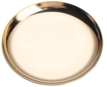 Soulnioi Mirror Tray Trinket Tray Jewelry Plate Round Mini Tray Earrings Rings Bracelet Organizer Tray (Gold, 10 * 10cm)