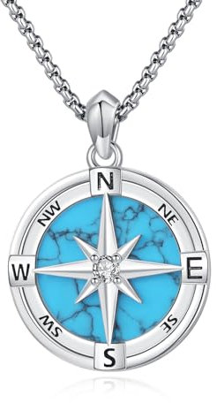 DOTBJ Kompass Kette Anhaenger 925 Sterling Silber Graduierung Schmuck Geschenk für Herren Damen