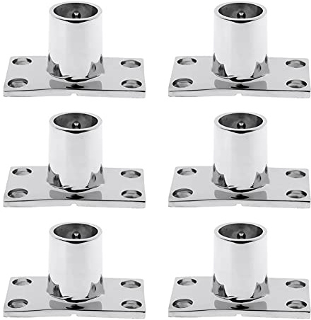 Door Hinges Pack of 6-316 Stainless Steel 90 Degree Boat Deck Handrail Rail Fitting Rectangular Base for 1inch Tube Pipes