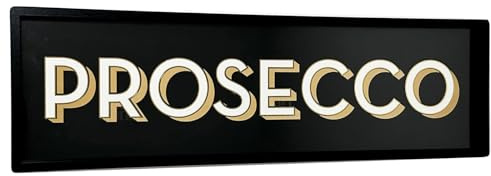 Prosecco Sign 70cm Black Wood Drink Block Typography Home Bar Novelty Wall Decor