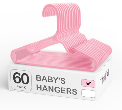 SMARTOR Baby-Kleiderbügel aus Kunststoff, 29 cm, für den Schrank, Kinder-Kleiderbügel für Kleidung und Kleinkinder, Kleiderbügel, für den täglichen Gebrauch, Rosa, 60 Stück