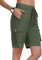 MoFiz Damen-Wander-Shorts, athletisch, Outdoor, Cargo-Shorts für Damen, schnelltrocknend, Laufshorts mit Taschen, Reißverschluss, Armeegrün, Klein