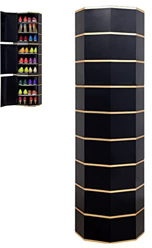 GLMGBP Schuhregal, drehbarer Schuhschrank aus Metall, Organizador De Zapatos Giratorio 360, für den Eingangsbereich, Flur, Schuh-Organizer (Farbe: 127 cm, Größe: Goldbarren mit schwarzem Boden)