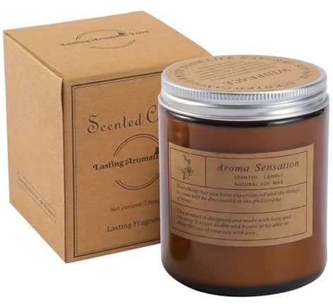 Duftkerzen im Glas, Sandelholz und Patchouli Duftkerze, Kerzengeschenk für Frauen Sandelholzduftkerzen Zuhause 28 Stunden Brenndauer, 200g (Stil 2)