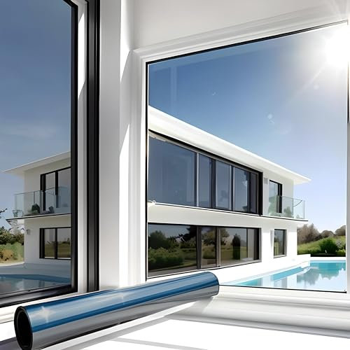 MARAPON® Film Fenêtre Anti Regards Statique Autoadhésif [105x200 cm] Film Occultant Fenêtre avec E-Book et Conseils - Brise Vue Fenêtre - Film Miroir pour Fenêtre Opaque