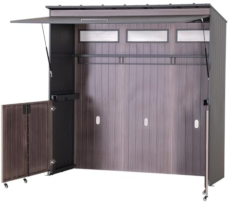 Sunjoy 0,9 x 2,1 m Outdoor Küche Holzmaserung Stilvoll Stahl Outdoor Grill Küche mit Easy-Lift Gasfedern und Gitter