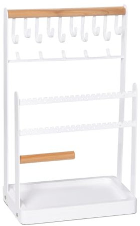 Snazzify Jewelry Organizer Stand Necklace Organizer Earring Holder, 5 Tier Jewelry Stand Necklace Holder with 15 Hooks, Jewelry Tower Display Rack Storage Tree