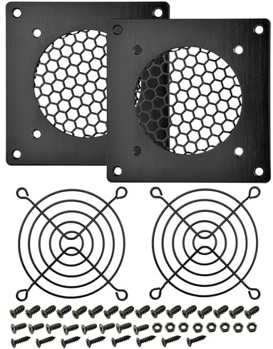 iYueMps 2-Pack 80mm PC Fan Grille, 116x116mm, Black, Compatible with Desktop, Ideal for Cabinet or Wall Mounting