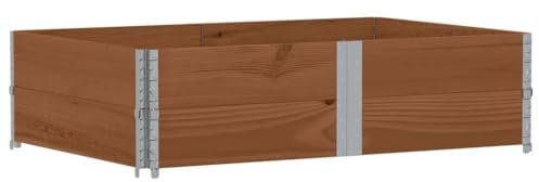 vidaXL Pallet Collars Raised Bed Box 2 pcs - Brown Solid Pine Wood, Foldable and Stackable, 150 x 100 x 41 cm