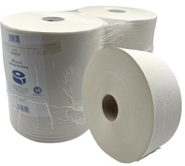 œcolife Toilettenpapier Maxirolle Recycling, 2-lagig, 6 Rollen, 400 Lfm | saugstarkes, weiches Klopapier aus Recycling Altpapier in Grau, Großrolle für Standard WC Papier Spendersysteme in Gewerbe