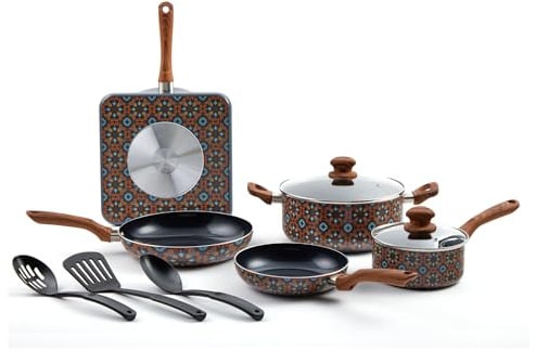 IMUSA Juego de 10 utensilios de cocina con diseño mexicano Talavera con herramientas