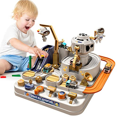 Puzzle Rail Car - Weltraumabenteuer Spielzeug für Autos, Spielzeug für Kleinkinder | Stadtrettungsspielzeug, Spielzeug mit 3 Mini-Autos und 1 Astronaut, Spielzeug