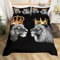 Wild Lion Duvet Cover King Size,Gold King and Queen Crown Print Comforter Cover for Adults Kids Bedroom Decor,Tropical African Animal Black Decorative Bedding Set 2 Pillowcases,No Comforter