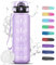 Bouteille d'eau, Gourde 1l, Gourde Sport Anti-Fuite, Facile à Nettoyer, Gourde Plastique avec Slogan de Motivation, Gourde Graduée pour 1 Journee, Bouteille pour Running, Camping, Gimnasia, Extérieur