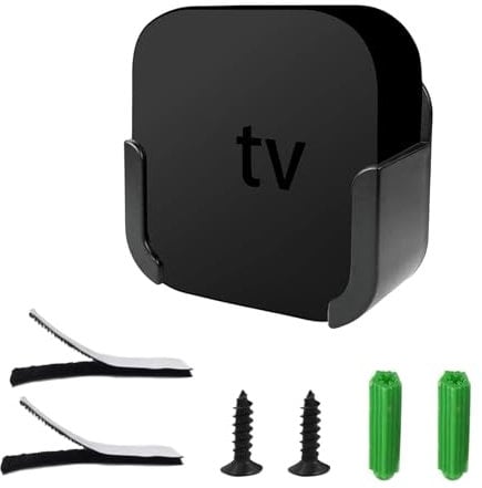 Elitecran Apple TV Box Wall Mount, Holder with Heat Dissipation Hole, Bracket, for Apple TV & 4K, Space Saving (Black)