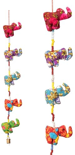 Traditional Handmade Colorful Elephant Decorative Door Hangings Vibrant Latkan Home Décor for Home Office Hotel and Gifting (Elephant)