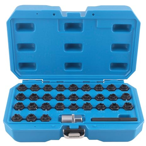 maXpeedingrods 32PCS Wheel Lock Removal Kit Compatible with Mercedes Benz, Wheel Lock Nut Key Set Wheel Lock Lug Nut Socket Adapter Set for Removing and Locking, Anti-Theft Screw Remover | Anti-Theft Lug Nut Socket Removal Tool, Wheel Lock Removal Kit, Automotive Tire Lock Nut Remover Tool