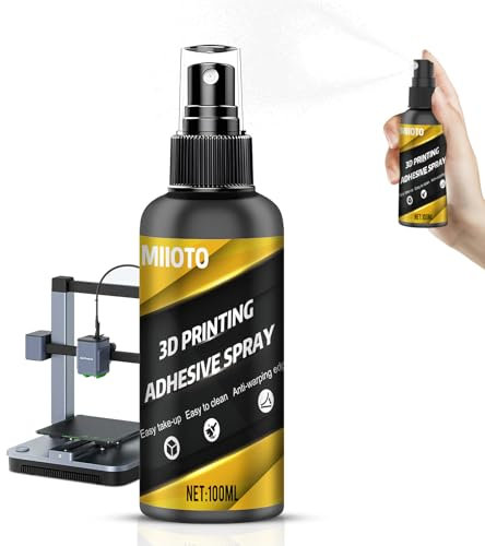Miioto 3D Druck Kleber, PLA Kleber, 3D Drucker Haftspray, Kompatibel mit PLA, ABS, PETG, TPU, Perfekte Haftung Der First Layer, Leicht Zu Reinigen, Abwaschbar, Einfache Formennahme