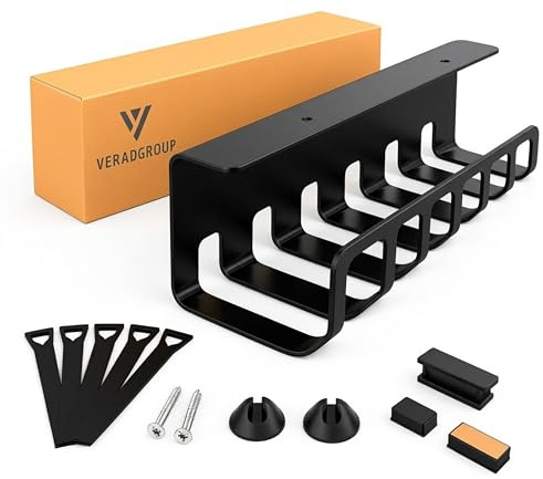 Organizador Cables Escritorio (Pack 1) - Bandeja Pasacables 43 cm - Negro