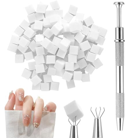 Diffaxy100 Stk Nail Art Schwamm mit Metallgreifer, Nailart-Zubehör, Baby Boomer, Rendering-Werkzeuge mit Greifer-Blöcken, Maniküre-Gradient Nail Art Schwamm, für Pinselset, Nägel, Nageldesign-Zubehör