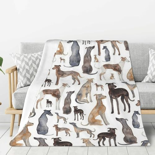 Windhunde, Wippets und Lurcher-Hunde,Überwurfdecke, warme Flanell-Plüsch-Sofadecke als Bettdecke/Bettlaken,40x30