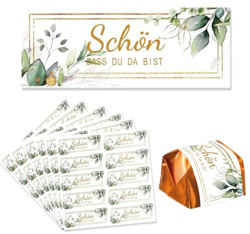 60 Stück Aufkleber Schön das du da bist, Geschenkaufkleber für Hochzeit, Taufe, Geburtstag, Kommunion, Gastgeschenk Sticker