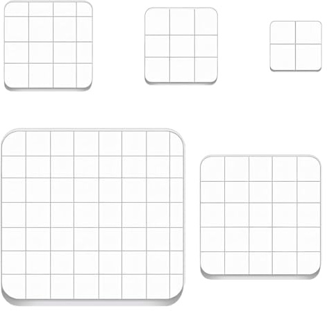 Classicseali 5pcs Acrylic Blocks for Stamping, Acrylic Stamp Blocks with Grid Lines, Assorted Sizes Stamp Block for DIY Crafts Scrapbooking Card Making Ornaments Stamping Projects