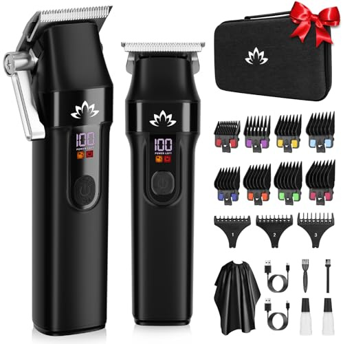 Suttik Haarschneider für Männer Schnurloser Haartrimmer Bartschneider Professioneller T-Klingen-Trimmer Wiederaufladbares USB-Haarschneide- und Pflegeset Barbierscheren-Set LED-Anzeige