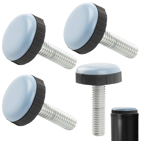 Möbelgleiter mit Gewinde aus PTFE – Robuste Gleitfüße mit M6 Gewinde für Bodenschoner – Ideal für Möbel auf Teppich, PVC, Laminat und Linoleum – Hochwertige Stahl- und Gummikonstruktion (4)
