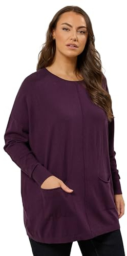 EVANS Curve Soft Touch Front Seam Jumper - Women's - Plus Size Curve Purple