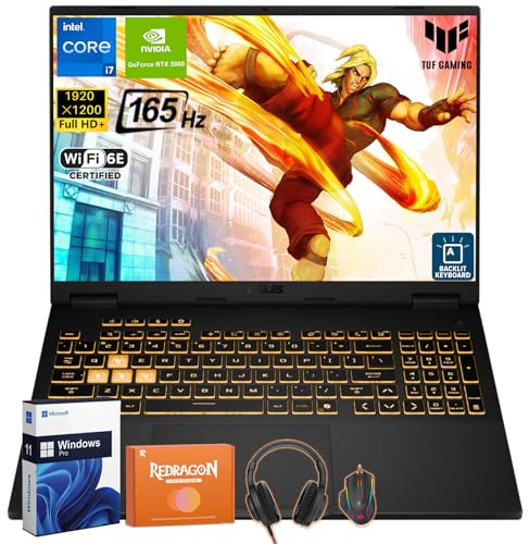 ASUS TUF F16 Gaming Laptop 2025, Intel i7-14650HX(16 Cores), NVIDIA GeForce RTX 5060, 16 pollici 165Hz IPS Display, 32GB DDR5, 1TB SSD, Dolby Atmos, Wi-Fi 6E, Windows 11 Pro, accessori
