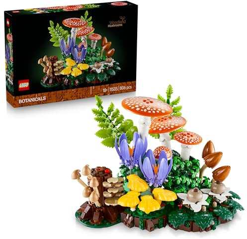 LEGO Botanicals Funghi del Bosco - Set di Piante Artificiali per Adulti con un Fungo Velenoso e Fiori Finti - Decorazione per la Camera da Letto o per il Soggiorno - Idea Regalo Fai da Te - 11505